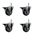 thumbnail image 1 of 3.5 Inch Thermo Rubber Swivel 7/16 Inch Grip Ring Stem Caster Set with Brake, 1 of 2