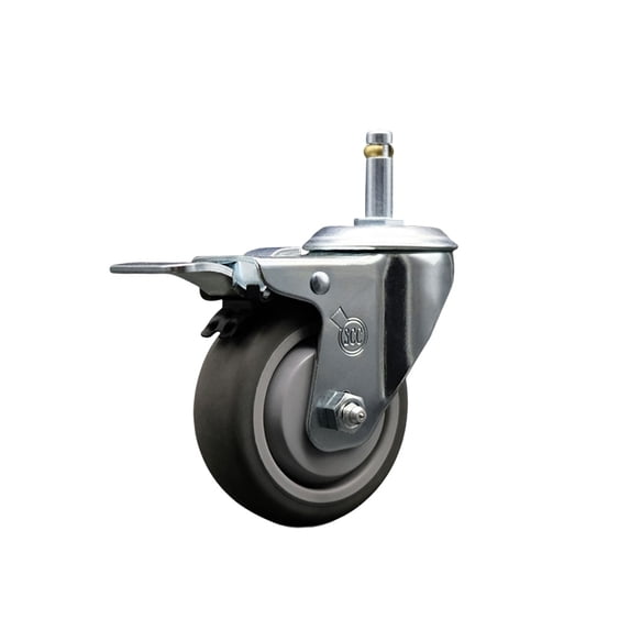 3.5 Inch Thermo Rubber Swivel 7/16 Inch Stem Caster with Total Lock Brake