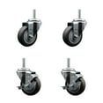 thumbnail image 1 of 3.5 Inch Thermo  Rubber Wheel Swivel 3/4 Inch Threaded Stem Caster Set 2 Brakes, 1 of 2