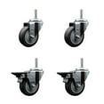 thumbnail image 1 of 3.5 Inch Thermo  Rubber Wheel Swivel 3/4 Inch Threaded Stem Caster Set 2 Brakes, 1 of 2