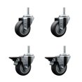 thumbnail image 1 of 3.5 Inch Thermo Rubber Wheel Swivel 5/8 Inch Threaded Stem Caster Set 2 Brakes, 1 of 2