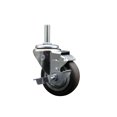 thumbnail image 1 of 3.5 Inch Thermo Rubber Wheel Swivel 5/8 Inch Threaded Stem Caster with Brake, 1 of 2