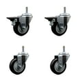 thumbnail image 1 of 3.5 Inch Black Poly Wheel Swivel 7/16 Inch Grip Ring Stem Caster Set 2 Brakes, 1 of 2
