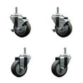 thumbnail image 1 of 3.5 Inch Thermo Rubber Wheel Swivel 7/16 Inch Grip Ring Stem Caster Set 2 Brake, 1 of 2