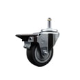thumbnail image 1 of 3.5 Inch Thermo Rubber Wheel Swivel 7/16 Inch Grip Ring Stem Caster with Brake, 1 of 2