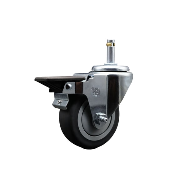 3.5 Inch Thermo Rubber Wheel Swivel 7/16 Inch Grip Ring Stem Caster with Brake