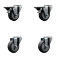 thumbnail image 1 of 3.5 Inch Thermo Rubber Wheel Swivel Bolt Hole Caster Set with 2 Posi Lock Brakes, 1 of 2