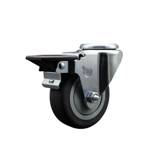3.5 Inch Thermo Rubber Wheel Swivel Bolt Hole Caster with Posi Lock Brake