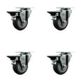thumbnail image 1 of 3.5 Inch Thermo Rubber Wheel Swivel Top Plate Caster Set with Posi Brake SCC, 1 of 2