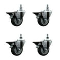 thumbnail image 1 of 3.5 Inch Thermoplastic Rubber ½ Inch Threaded Stem Caster Set with Brake, 1 of 2