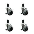 thumbnail image 1 of 3.5 Inch Thermo Rubber Swivel 1-1/2 Inch Expanding Stem Caster Set with Brake, 1 of 2