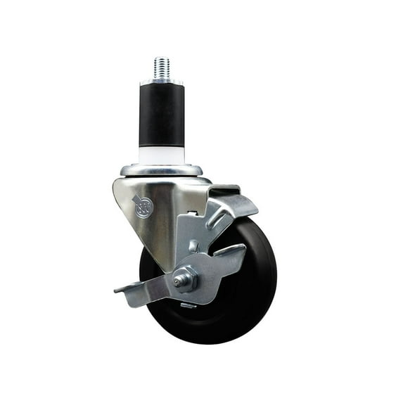 3.5 Inch Hard Rubber Swivel 1-1/2 Inch Expanding Stem Caster with Brake SCC