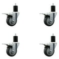 thumbnail image 1 of 3.5 Inch Thermo Rubber Swivel 1-3/4 Inch Expanding Stem Caster Set Brake, 1 of 2