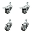 thumbnail image 1 of 3.5 Inch Thermoplastic Rubber Swivel 12mm Stem Caster Set 2 Total Lock Brake, 1 of 2