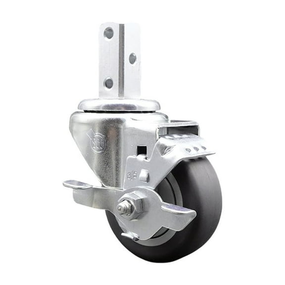 3.5 Inch Thermoplastic Rubber Swivel 3/4 Inch Square Stem Caster with Brake SCC