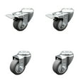 thumbnail image 1 of 3.5 Inch Thermoplastic Rubber Swivel Bolt Hole Caster Set with 2 Total Lck Brake, 1 of 2