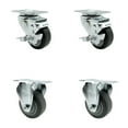 thumbnail image 1 of 3.5 Inch Thermoplastic Rubber Swivel Top Plate Caster Set with 2 Brakes 2 Rigid, 1 of 2