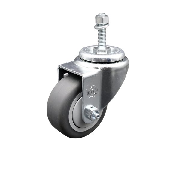 3.5 Inch Thermoplastic Rubber Wheel Swivel 3/8 Inch Threaded Stem Caster SCC
