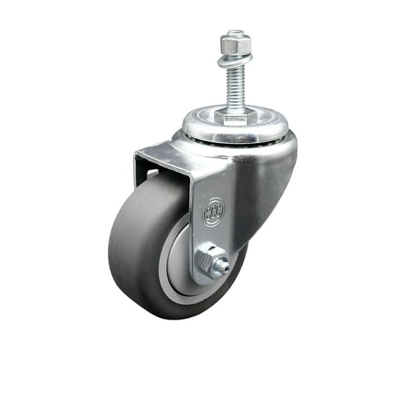 3.5 Inch Thermoplastic Rubber Wheel Swivel 3/8 Inch Threaded Stem Caster SCC