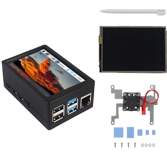 3.5 Inch Touch Screen, 480x320 LCD TFT Display with Optional ABS Metal Case and Cooling Fan for Raspberry Pi 4B 3B+ 3B, 1-Pack