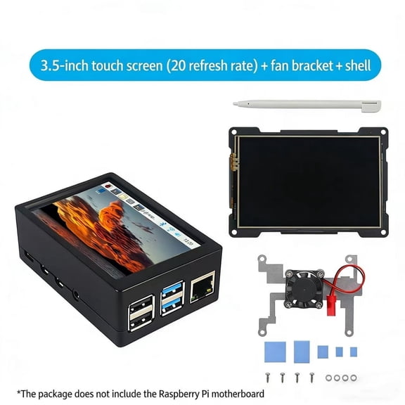 3.5 Inch Touch Screen with Case & Fan for Raspberry Pi 4 Model B, 480x320 Resolution, Pi Board NOT Included