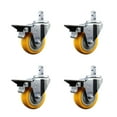 thumbnail image 1 of 3.5 Inch Yellow Poly Wheel Swivel 7/8 Inch Square Stem Caster Set with Brake SCC, 1 of 1