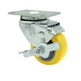 thumbnail image 1 of 3.5 Inch Yellow Polyurethane Wheel Swivel Top Plate Caster with Brake SCC, 1 of 2