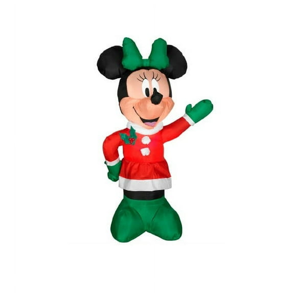 3.5' Inflatable Disney LED Lighted Winter Minnie Mouse Christmas Yard Art Decoration