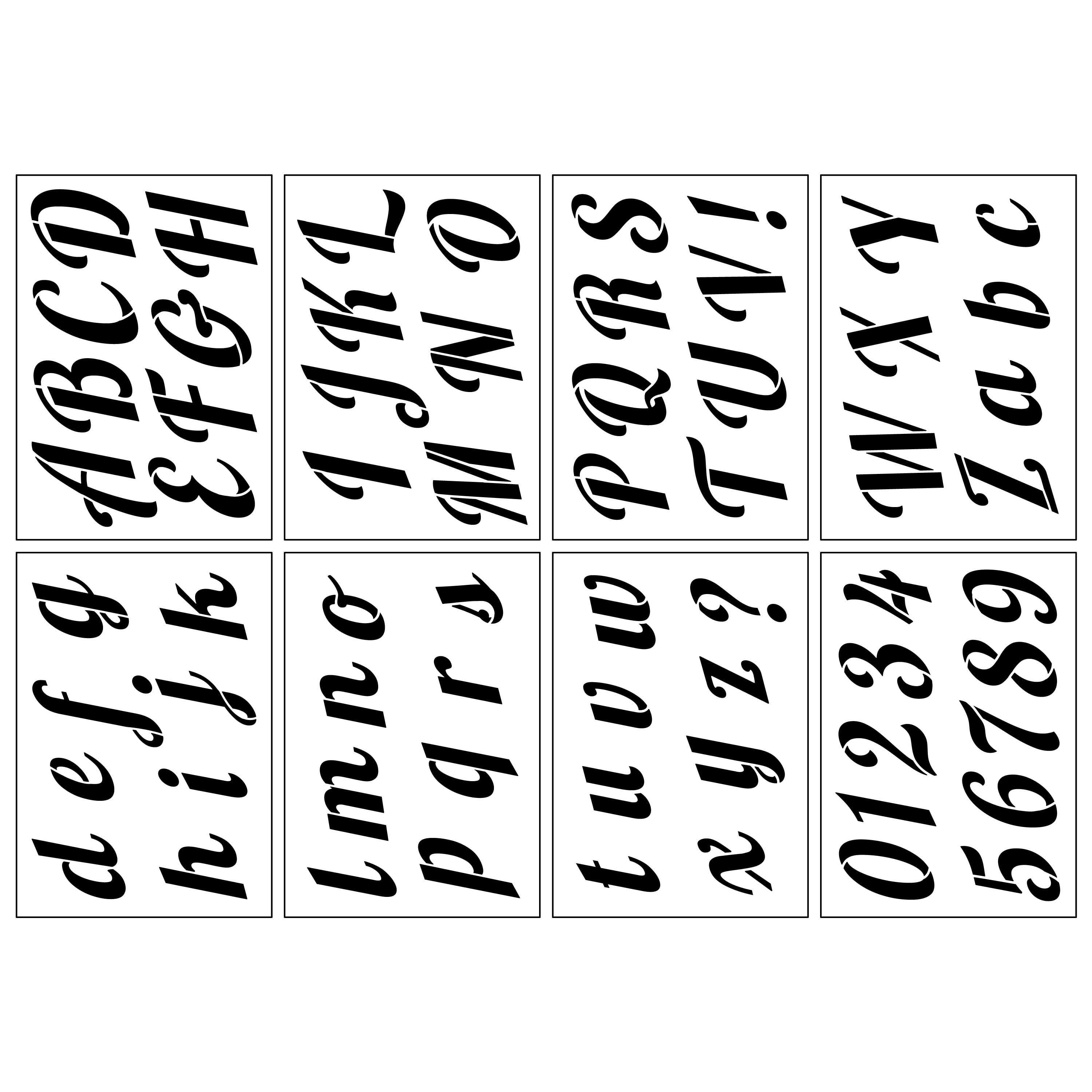Craft Smart 3.5" Italic Script Alphabet Stencils - Reusable Plastic, 64 ...