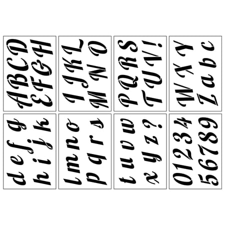 3.5" Italic Script Alphabet Stencils by Craft Smart - 64 designs