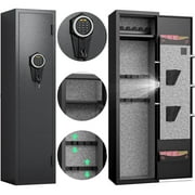 3-5 Large Gun Safe for Guns and Pistols, Quick Access Gun Safe with Silent Mode and Alarm System, Gun Cabinet with Removable Shelf and 2 Adjustable Gun Slots