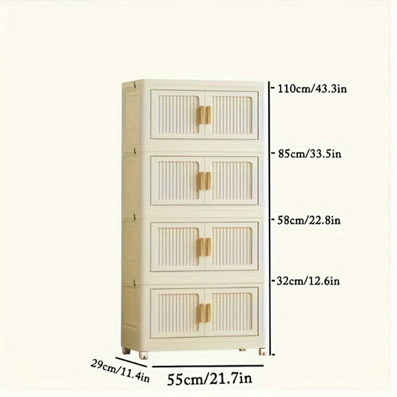 3-5 Layers Large Capacity Foldable Storage Bin - Rolling Safety Double Door Organizer for Clothes, Quilts, Toys, Books | Space-Saving Home Storage