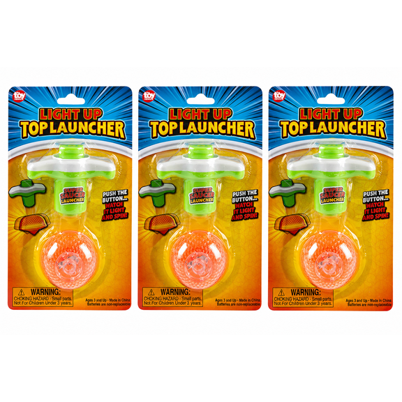 3.5" Light-Up Top Launcher Toy Set 3 Pack Spinning Tops
