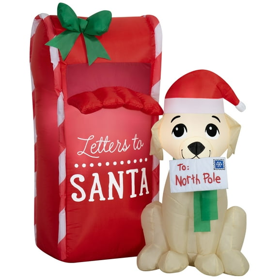 3.5 ft Mailbox Dog Christmas Airblown Yard Inflatable, Multicolor, by Holiday Time