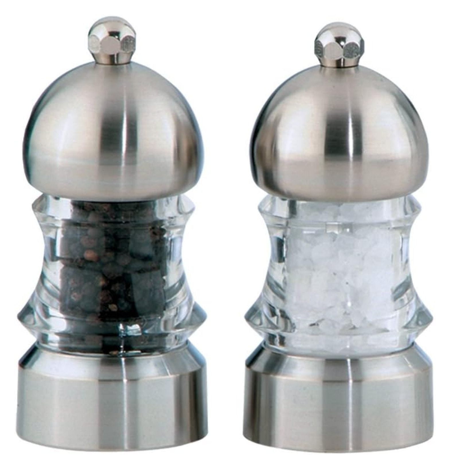 3.5" Clear Acrylic and Stainless Steel Salt and Pepper Mill Set