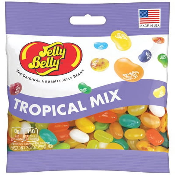 3.5 OZ Jelly Belly Tropical Mix Grab & Go Bag. Sold in Cases Of 12, Each