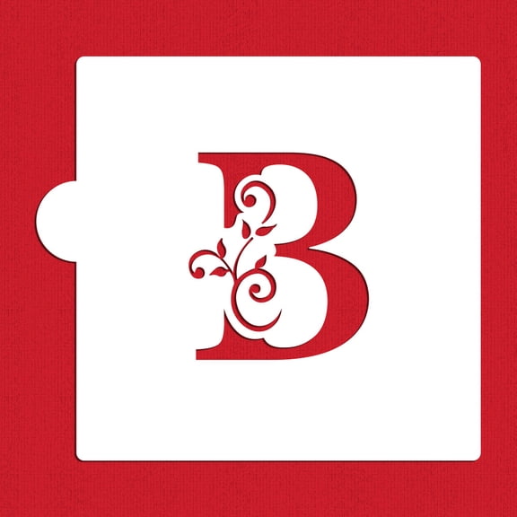 3.5" Ornate Monogram "B" Cake Stencil | C1082B by Designer Stencils | Cake Decorating Tools | Baking Stencils for Royal Icing, Airbrush, Dusting Powder | Reusable Plastic Food Grade Stencil