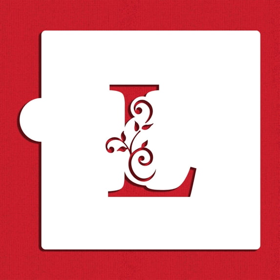 3.5" Ornate Monogram "L" Cake Stencil | C1082L by Designer Stencils | Cake Decorating Tools | Baking Stencils for Royal Icing, Airbrush, Dusting Powder | Reusable Plastic Food Grade Stencil
