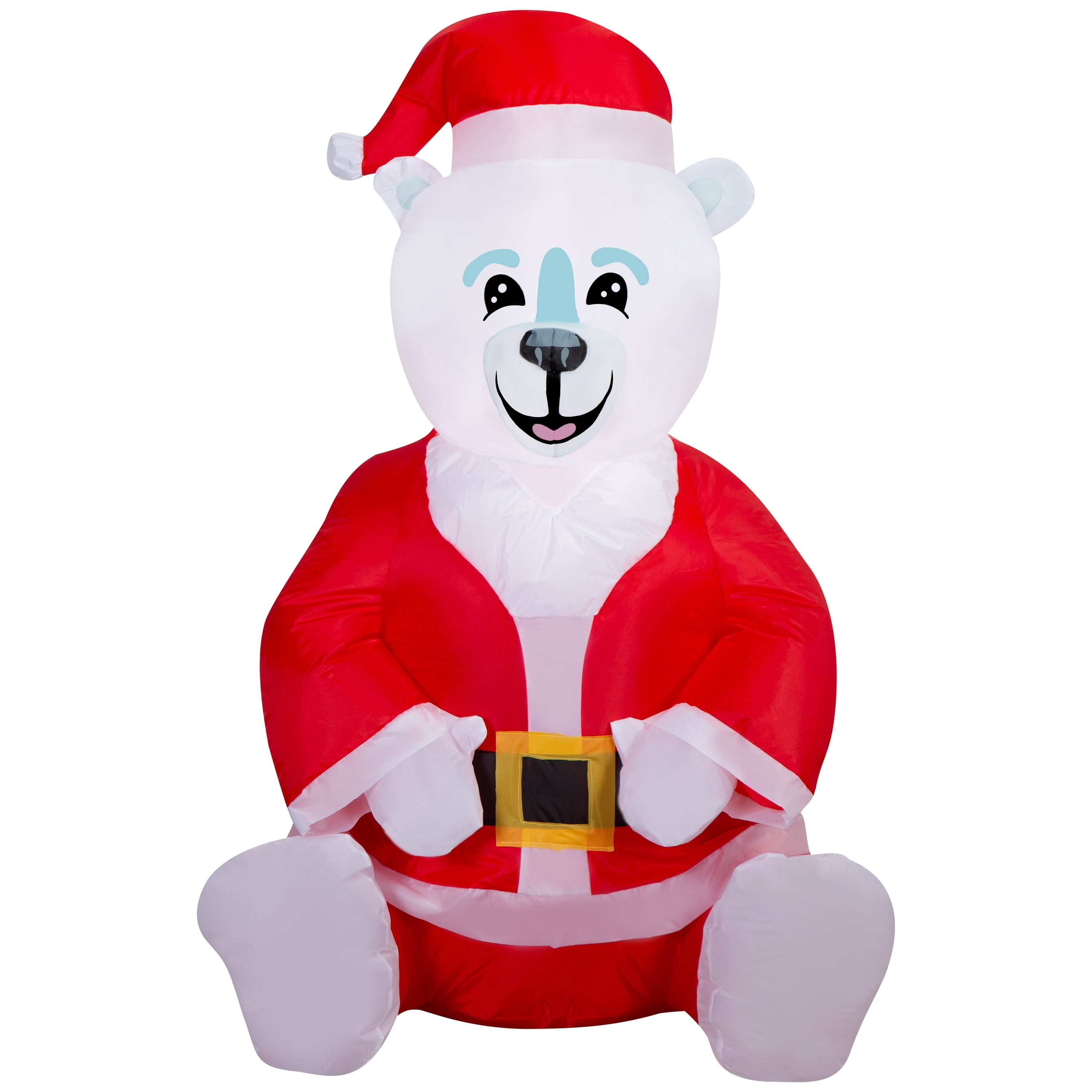 Red and White Polar Bear in Santa Suit Christmas Airblown Yard Inflatable, 3.5', by Holiday Time