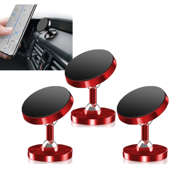 3/5 Pack Magnetix 360 - Magnetic 360 Phone Mountm,Magnetic Phone Mount,Magnetic Phone Holder for Car,Phone Mount for Car,Universal Dashboard car Mount Fits All Smartphones (3 Pack#Red)