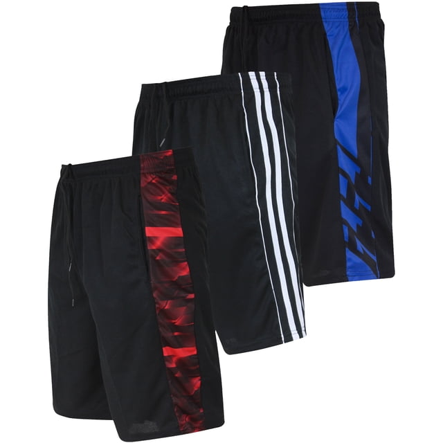 3-Pack Men's Mesh Active Athletic Performance Shorts with Pockets