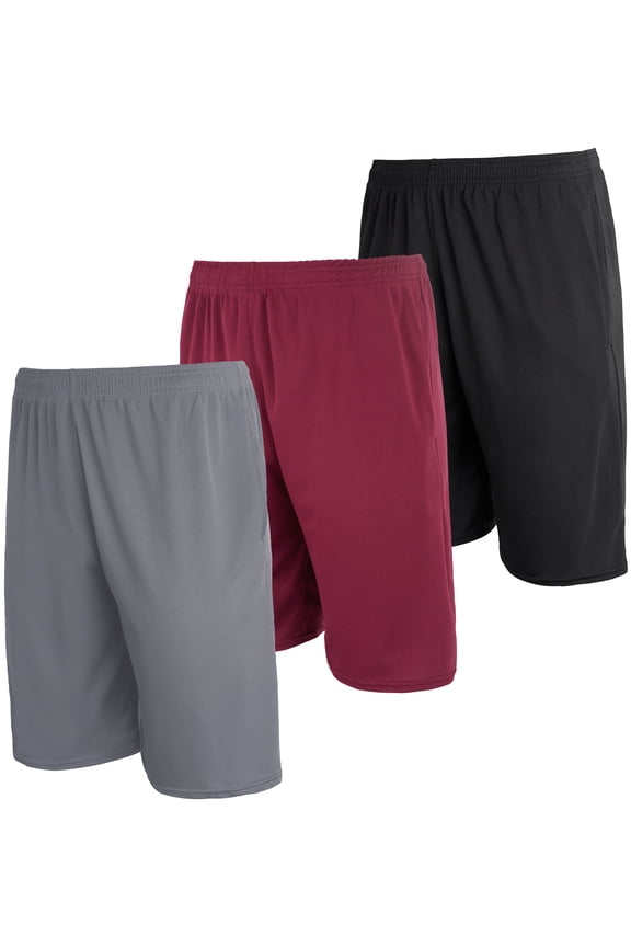 3-Pack Men's Mesh Active Athletic Performance Shorts with Pockets