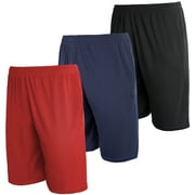 3-Pack Men's Mesh Active Athletic Performance Shorts with Pockets