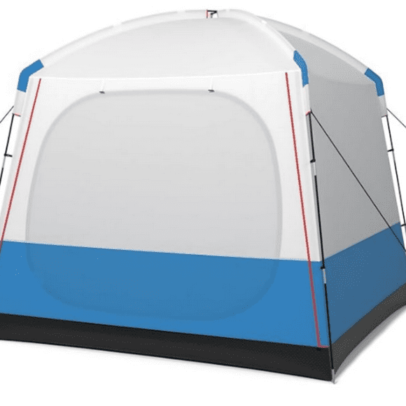 3-5 Person Camping Tent, Portable Cabin Shelter w/Large Double-Layer Mesh Front Door, Mesh Screen Windows, Carry Bag, Waterproof & Windproof Large Family Tent for Backpacking Hiking Trip