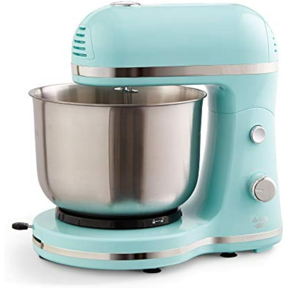 3.5 Qt Compact Stand Mixer in Blue - Space-Saving Design, Powerful Motor for Baking | Dough Hooks & Beaters Included