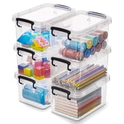Kerhouze 4 Qt Small Storage Bin with Lid Clear Plastic Stackable 6 Pack Adult Kids