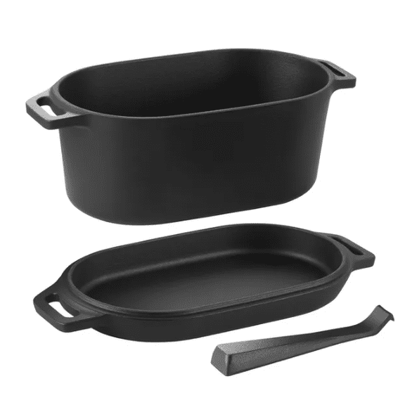 3.5 Quart Enameled Cast Iron Dutch Oven Black Dual Handle Cookware with Lid Oven Induction Compatible Up To 500F For Stews Roasting Bread Baking