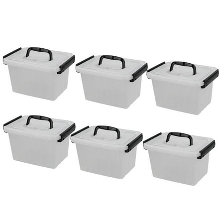 3.5 Quart Small Plastic Storage Box with Handles, 6 Packs Clear Latching Bin with Lid
