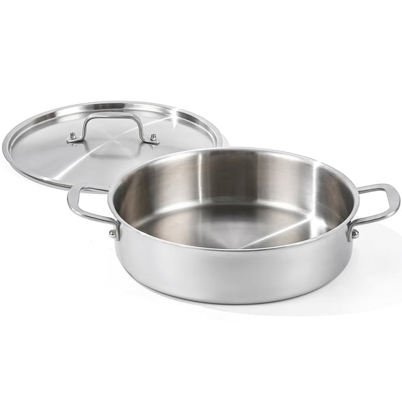 3.5 Quarts 3.5 Quart Tri-Ply Stainless Steel Braiser Pan With Lid