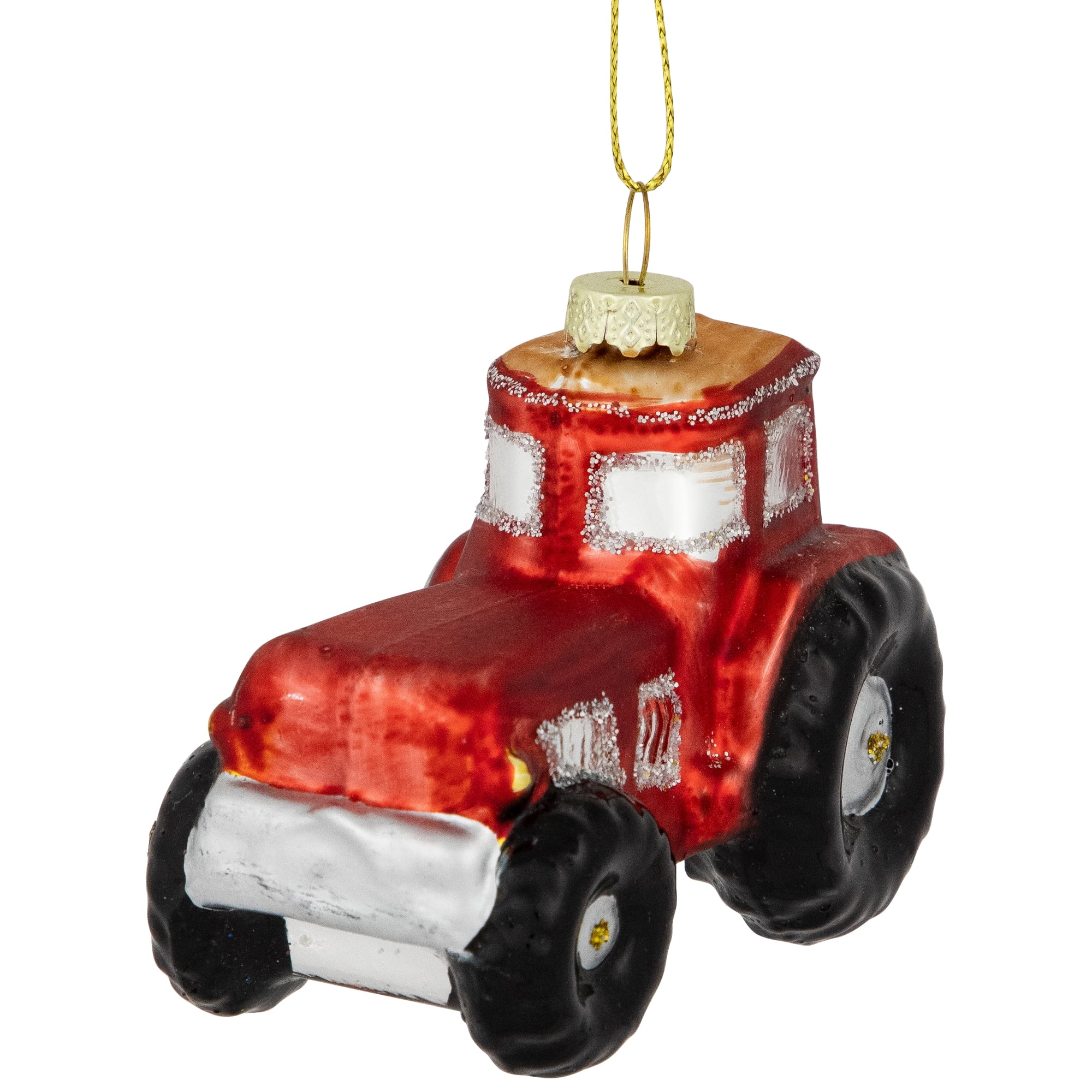 Northlight Tractor Glass Christmas Ornament - 3.5" - Red and Gold